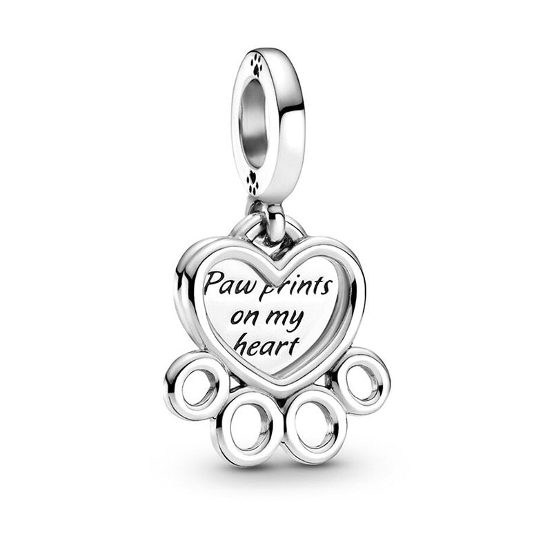 Charm Huella de Perro Plateada
