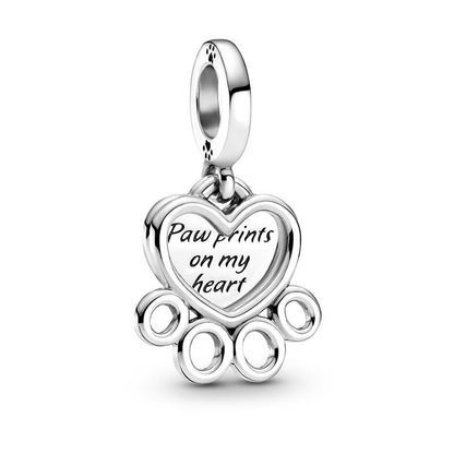 Charm Huella de Perro Plateada