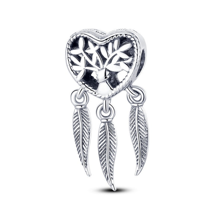 Charm Corazon con Plumas