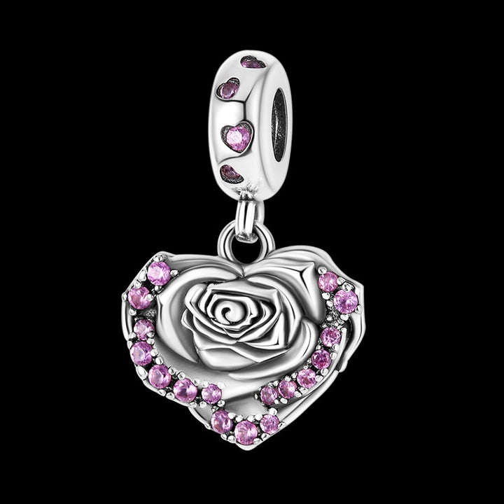 Charm Corazon de Rosa Diamantada