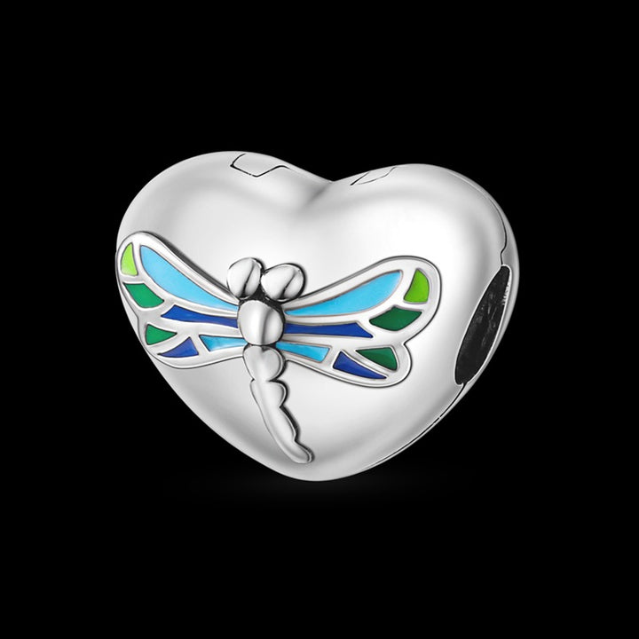 Charm Corazon con Libelula