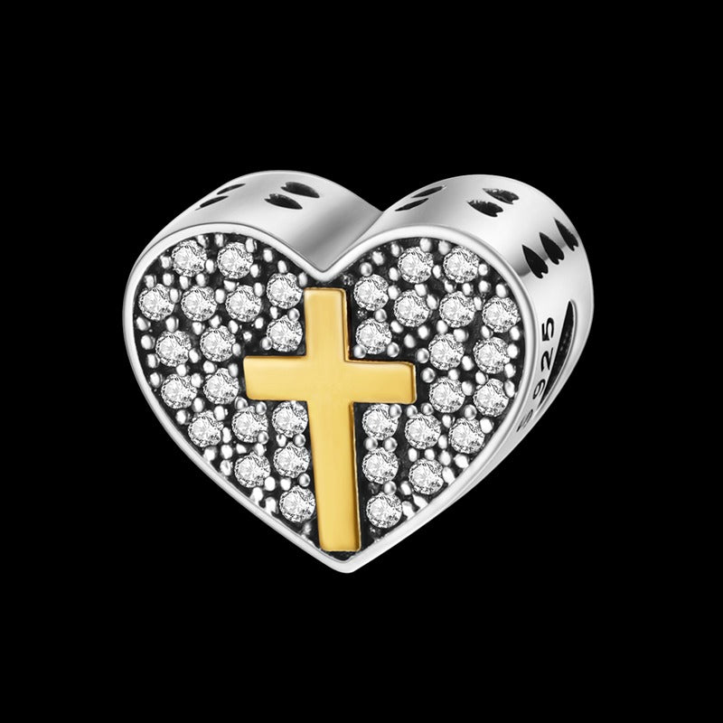 Charm Corazon Cruz Dorada