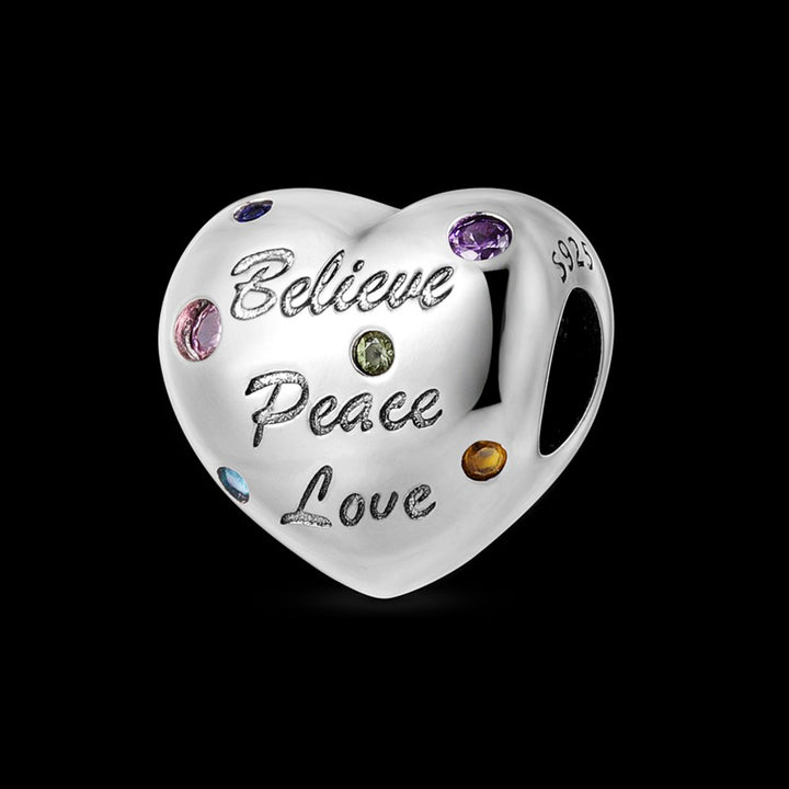 Charm Corazon Believe, Peace & Love