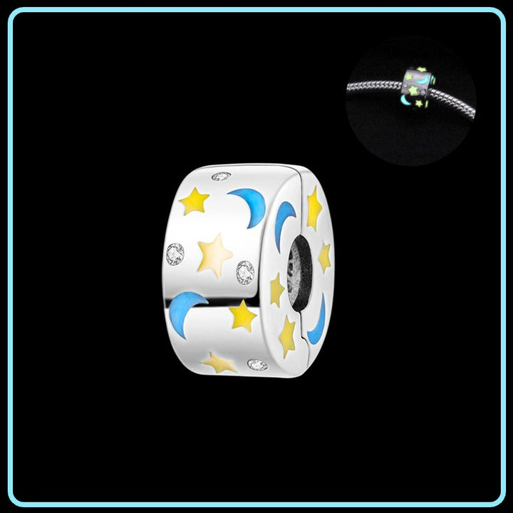 Clip Abalorio Luna & Estrellas Fluorescente