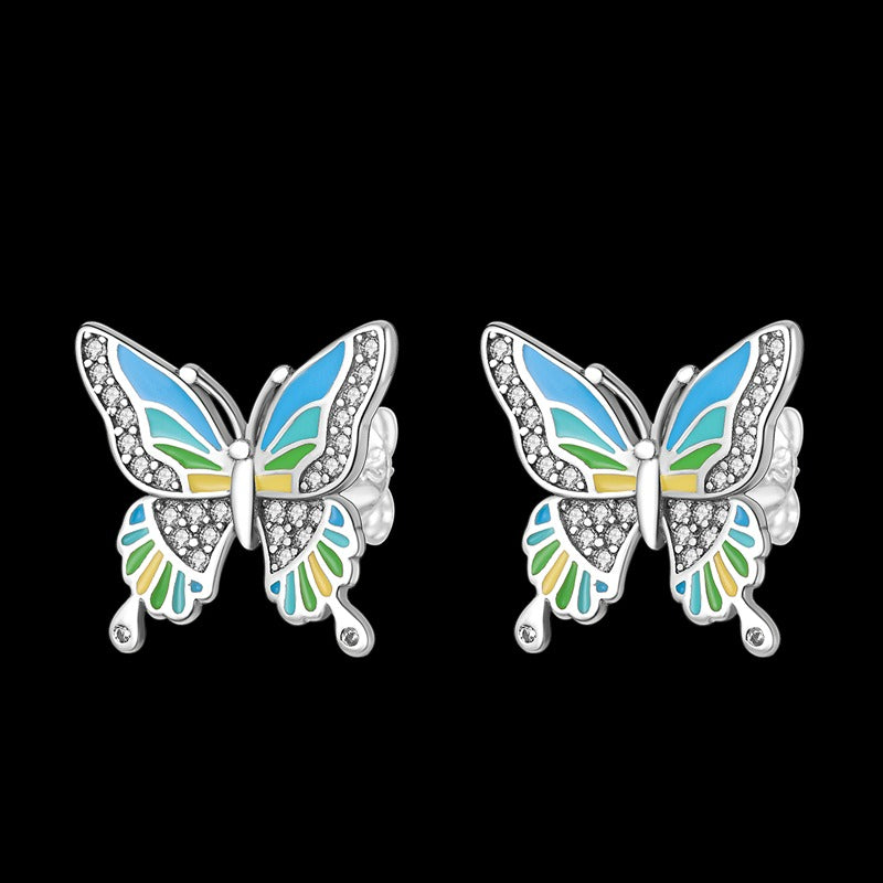 Aretes Mariposa Tricolor Diamantado
