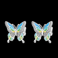 Thumbnail for Aretes Mariposa Tricolor Diamantado