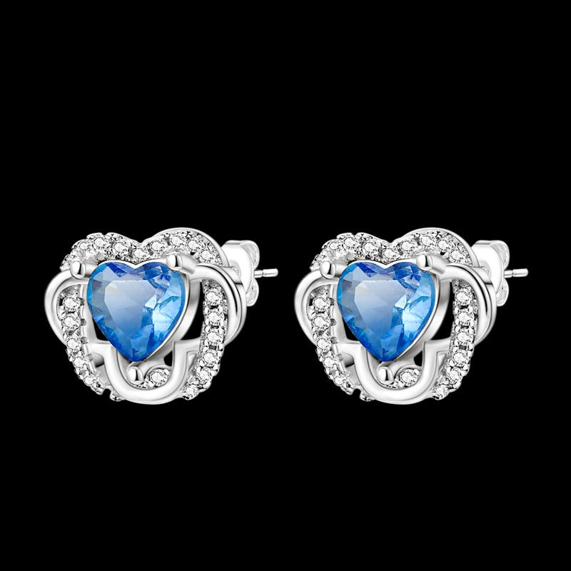 Aretes Corazon Azul Diamantado