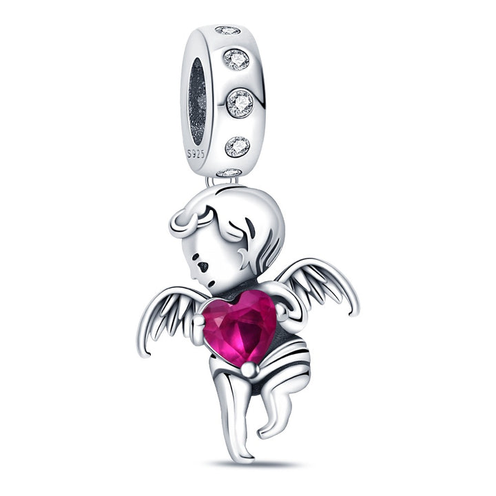 Charm Angelito con Corazon Rosa