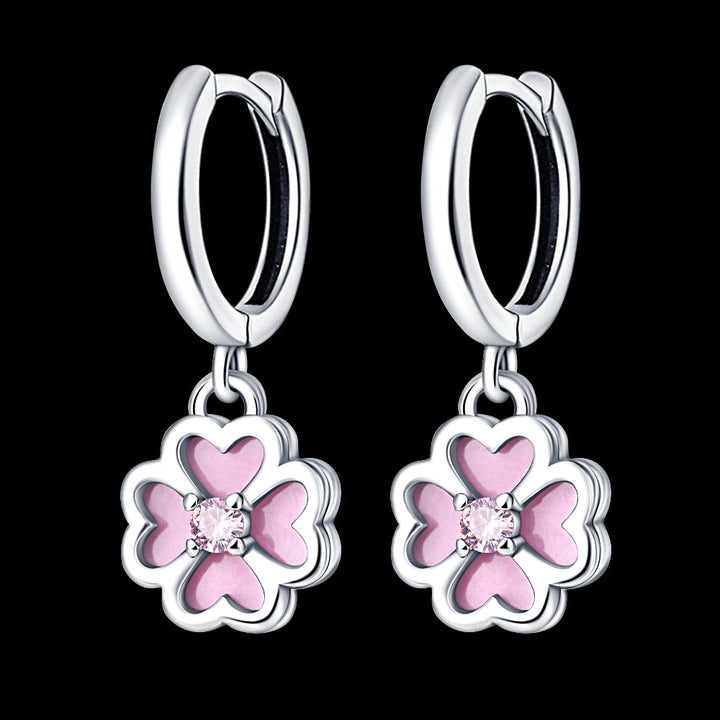 Aretes Trebol Rosa